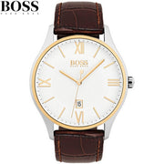  Shop Authentic Hugo Boss Classic White Dial Brown Leather Strap Watch for Men - 1513486 - Luxxuri