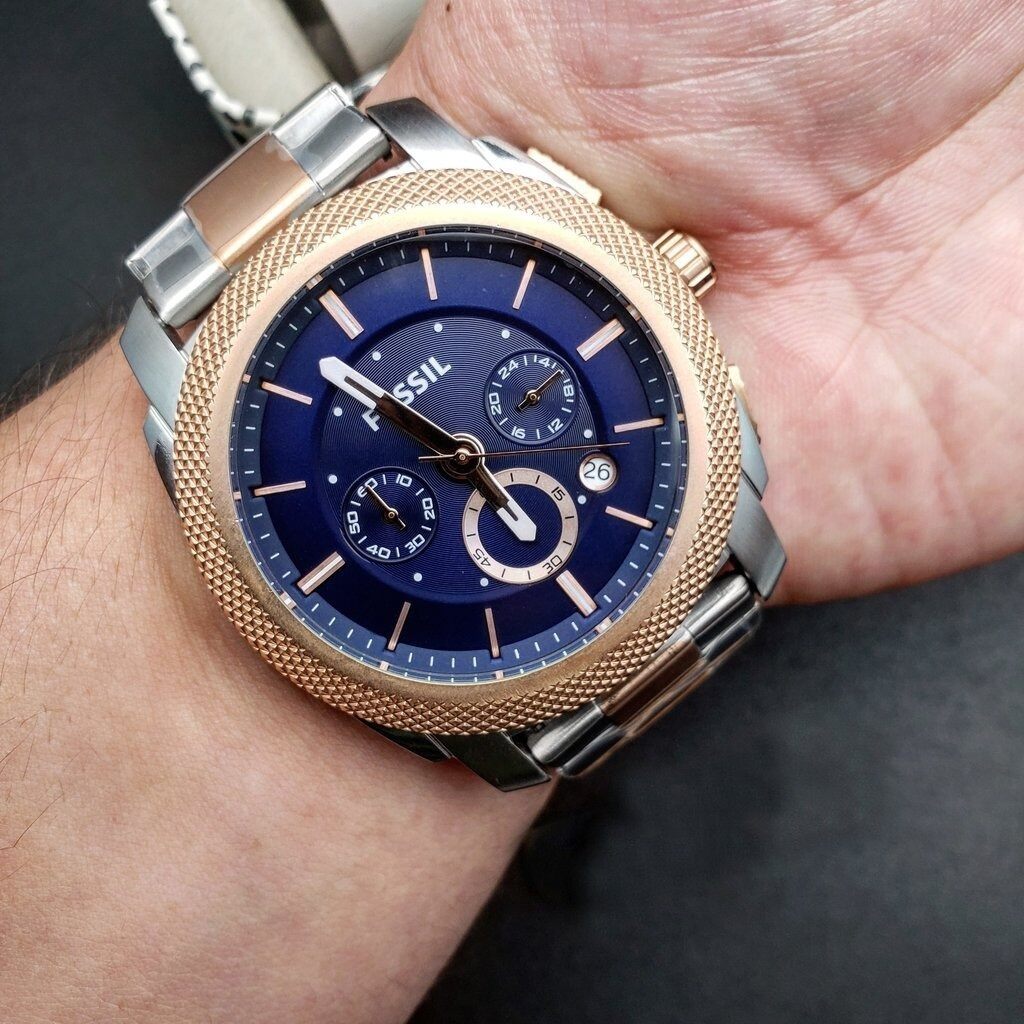  Shop Authentic Fossil Machine Blue Dial Two Tone Steel Strap Watch for Men - FS5037 - Luxxuri