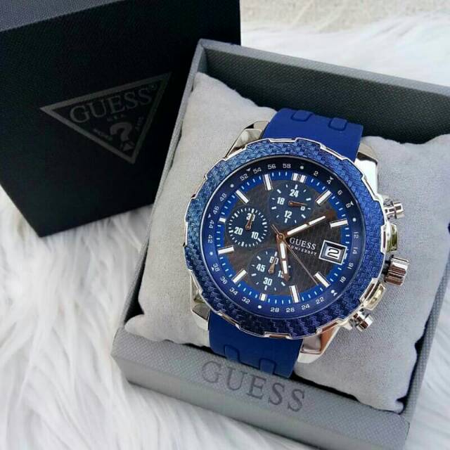 Shop Authentic Guess Octane Chronograph Black Dial Blue Rubber Strap Watch For Men - W1047G2 - Luxxuri