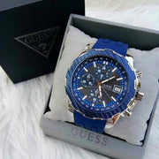  Shop Authentic Guess Octane Chronograph Black Dial Blue Rubber Strap Watch For Men - W1047G2 - Luxxuri