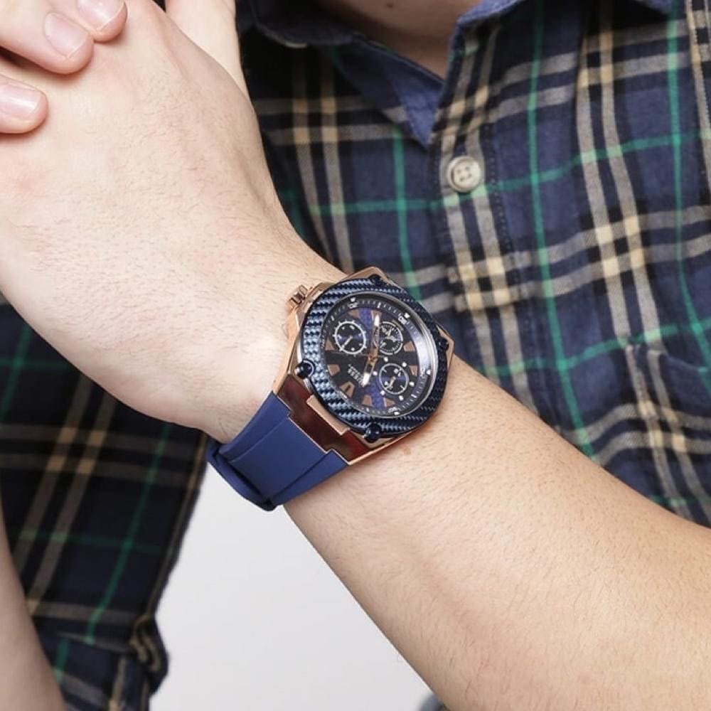  Shop Authentic Guess Legacy Blue Dial Blue Silicone Strap Watch For Men - W1049G2 - Luxxuri