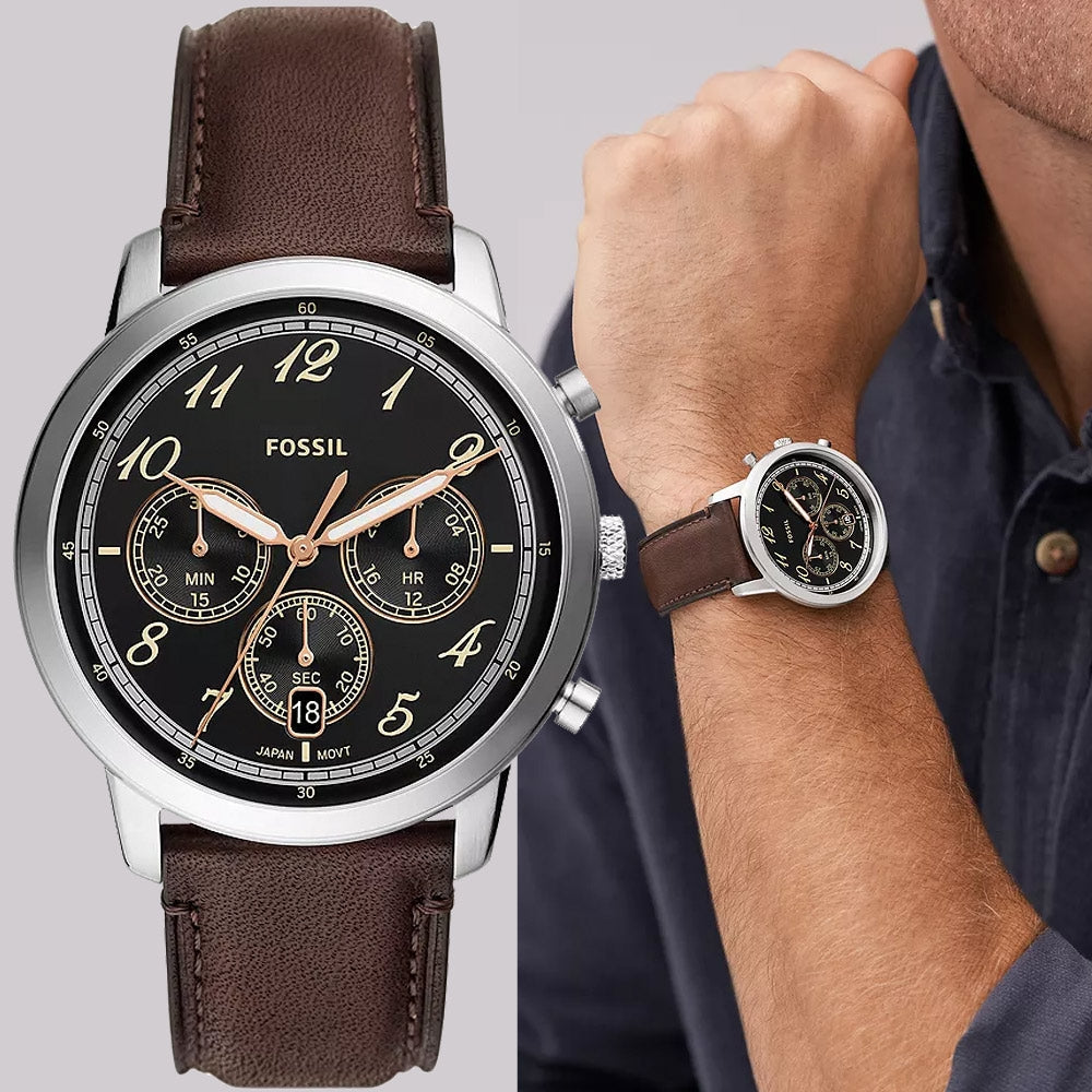  Shop Authentic Fossil Neutra Chronograph Black Dial Brown Leather Strap Watch for Men - FS6024 - Luxxuri