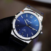  Shop Authentic Salvatore Ferragamo F-80 Classic Blue Dial Blue Leather Strap Watch for Men - SFDT00319 - Luxxuri