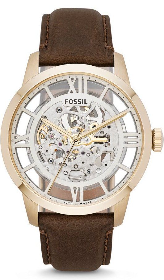  Shop Authentic Fossil Townsman Automatic Skeleton Gold Dial Brown Leather Strap Watch for Men - ME3043 - Luxxuri