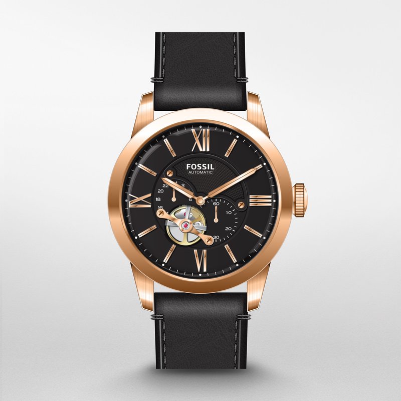  Shop Authentic Fossil Townsman Automatic Black Dial Black Leather Strap Watch for Men - ME3170 - Luxxuri