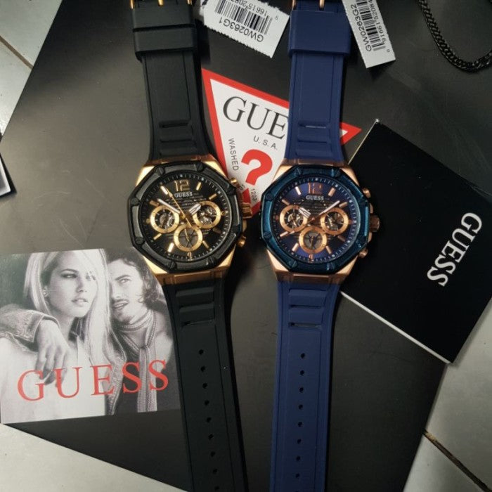  Shop Authentic Guess Momentum Black Dial Black Rubber Strap Watch for Men - GW0263G1 - Luxxuri