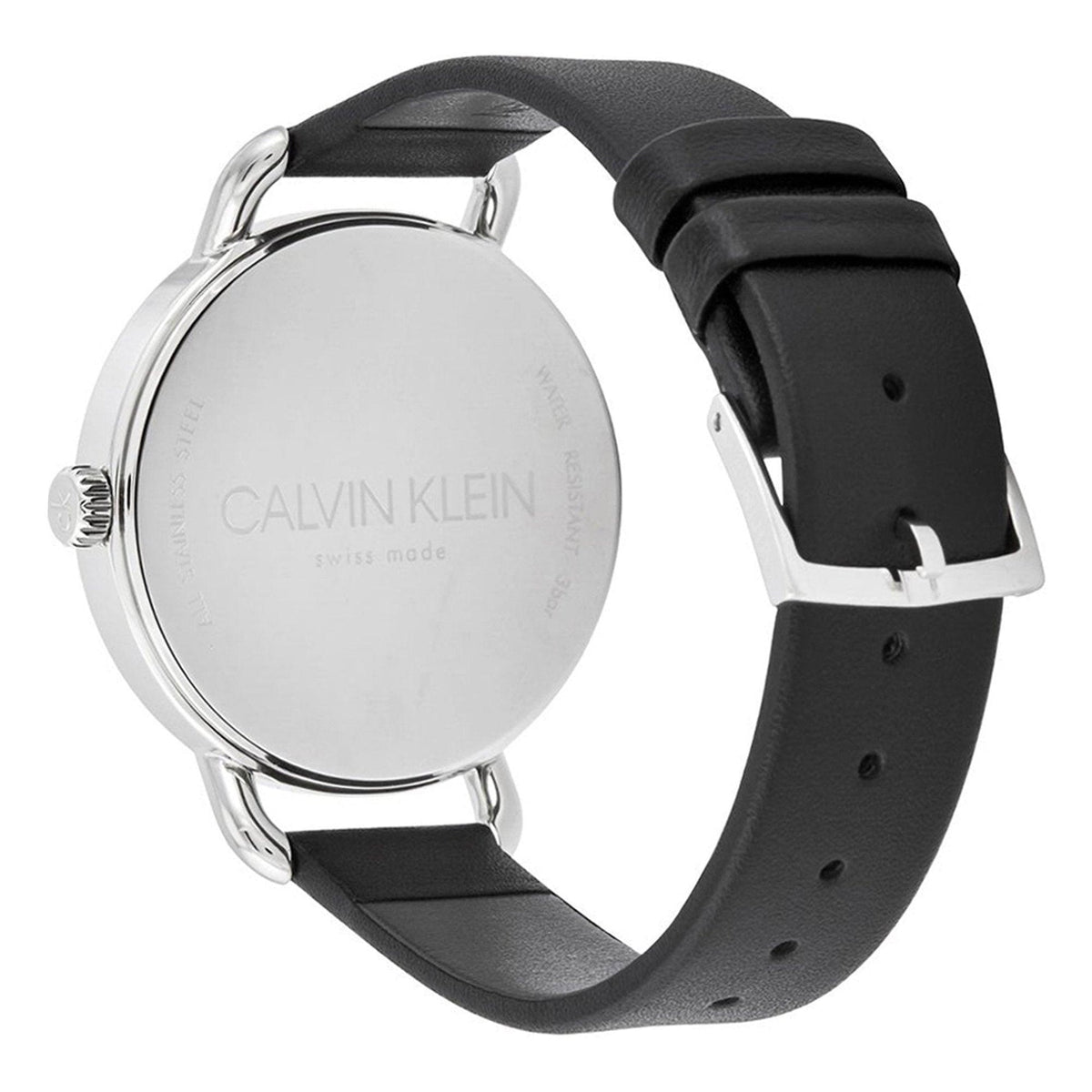  Shop Authentic Calvin Klein Evan White Dial Black Leather Strap Watch for Women - K7B231CY - Luxxuri