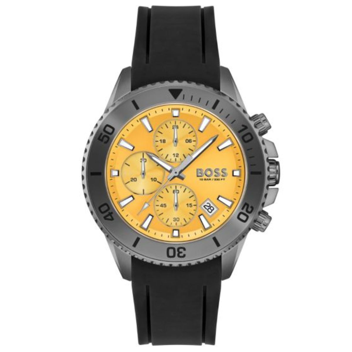  Shop Authentic Hugo Boss Admiral Yellow Dial Black Rubber Silicone Strap Watch for Men - 1513968 - Luxxuri