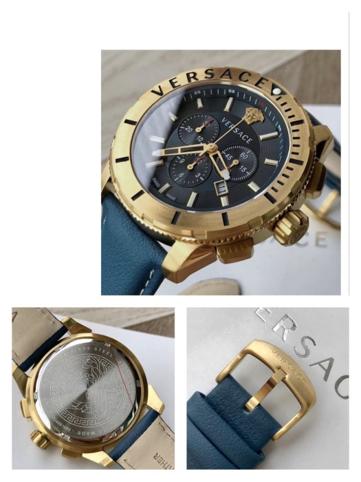  Shop Authentic Versace Casual Chronograph Blue Dial Blue Leather Strap Watch for Men - VERG004-18 - Luxxuri