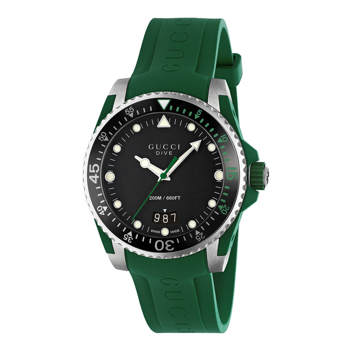  Shop Authentic Gucci Dive Black Dial Green Rubber Strap Watch For Men - YA136310 - Luxxuri