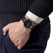 Shop Authentic Emporio Armani Gianni Chronograph Black Dial Black Leather Strap Watch For Men - AR0397 - Luxxuri