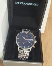  Shop Authentic Emporio Armani Gianni Chronograph Blue Dial Silver Steel Strap Watch For Men - AR80013 - Luxxuri
