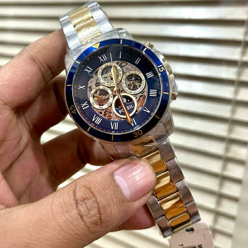  Shop Authentic Fossil Grant Sport Automatic Skeleton Blue Dial Two Tone Steel Strap Watch for Men - ME3141 - Luxxuri