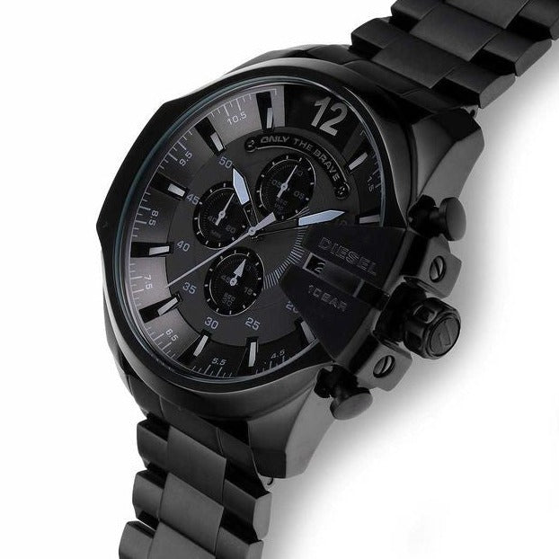  Shop Authentic Diesel Mega Chief Chronograph Black Dial Black Stainless Steel Watch For Men - DZ4355 - Luxxuri