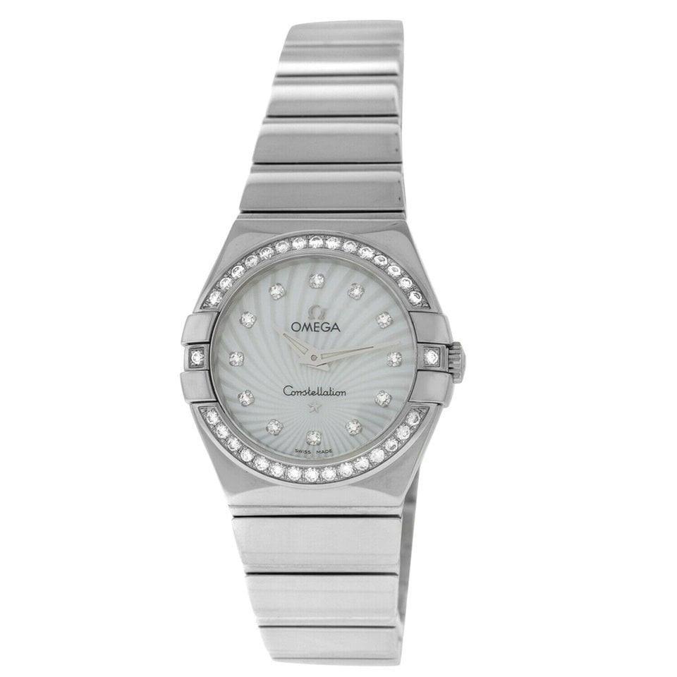  Shop Authentic Omega Constellation Quartz Diamonds Silver Dial Silver Steel Strap Watch for Women - 123.15.27.60.55.004 - Luxxuri