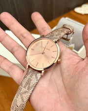  Shop Authentic Michael Kors Addyson Quartz Rose Gold Dial Pink Leather Strap Watch for Women - MK2953 - Luxxuri