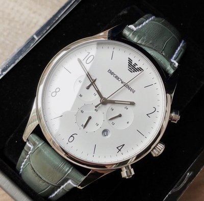  Shop Authentic Emporio Armani Classic Chronograph Silver Dial Grey Leather Strap Watch For Men - AR1861 - Luxxuri