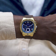  Shop Authentic Guess Headline Chronograph Blue Dial Brown Silicone Strap Watch For Men - GW0571G5 - Luxxuri
