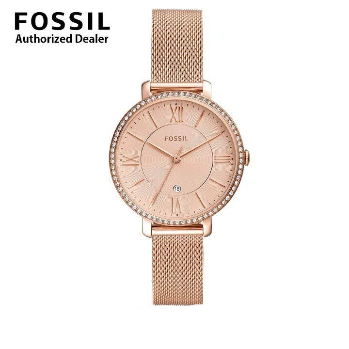  Shop Authentic Fossil Jacqueline Quartz Rose Gold Dial Rose Gold Mesh Strap Watch for Women - ES4628 - Luxxuri