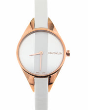  Shop Authentic Calvin Klein Rebel White Grey Dial White Leather Strap Watch for Women - K8P236L6 - Luxxuri