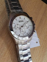  Shop Authentic Hugo Boss Ikon Chronograph White Dial Silver Steel Strap Watch for Men - 1512962 - Luxxuri