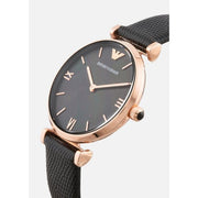  Shop Authentic Emporio Armani Gianni T Bar Black Mother of Pearl Dial Black Leather Strap Watch For Women - AR11060 - Luxxuri