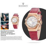  Shop Authentic Maserati Potenza Silver Dial Red Leather Strap Watch For Women - R8851108501 - Luxxuri