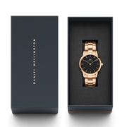  Shop Authentic Daniel Wellington Iconic Link Black Dial Rose Gold Steel Strap Watch For Men - DW00100344 - Luxxuri