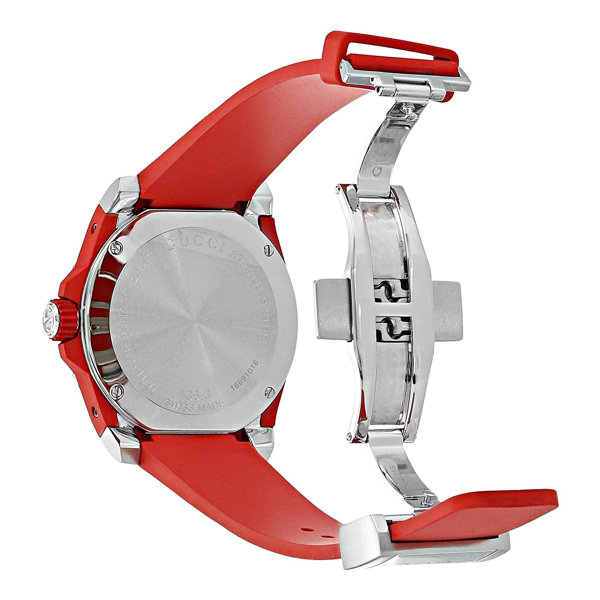  Shop Authentic Gucci Dive Quartz Black Dial Red Rubber Strap Watch For Men - YA136309 - Luxxuri