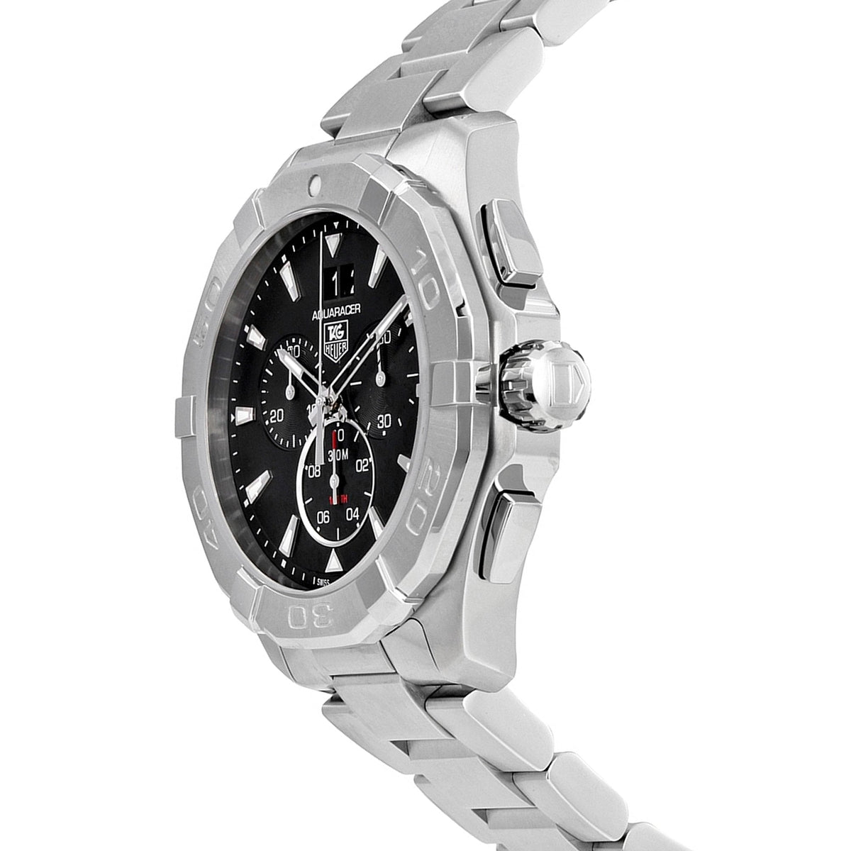  Shop Authentic Tag Heuer Aquaracer Chronograph Black Dial Silver Steel Strap Watch for Men - CAY1110.BA0927 - Luxxuri