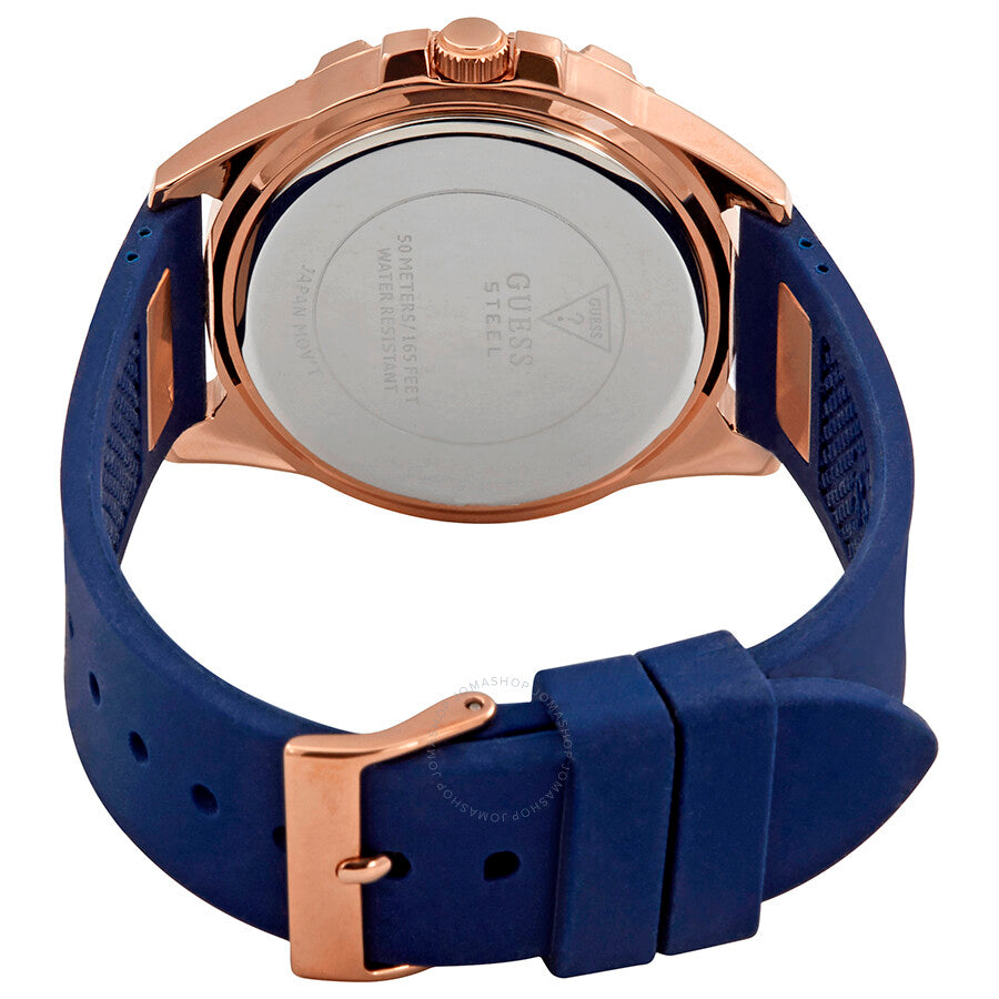  Shop Authentic Guess Frontier DIamonds Gold Dial Blue Rubber Strap Watch For Women - W1160L3 - Luxxuri
