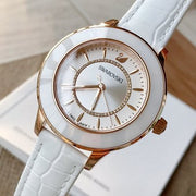  Shop Authentic Swarovski Octea Lux White Dial White Leather Strap Watch for Women - 5414416 - Luxxuri
