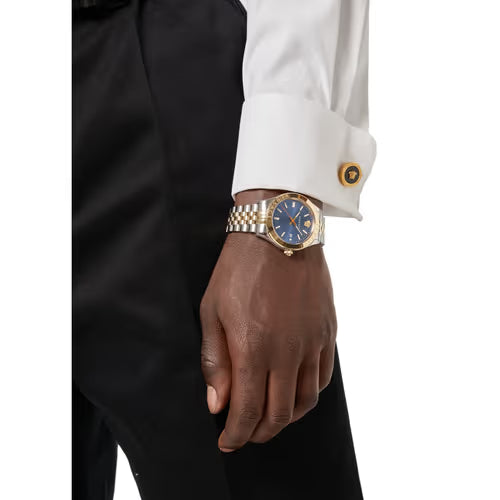  Shop Authentic Versace Hellenyium Quartz Blue Dial Two Tone Steel Strap Watch For Men - VEVK00520 - Luxxuri