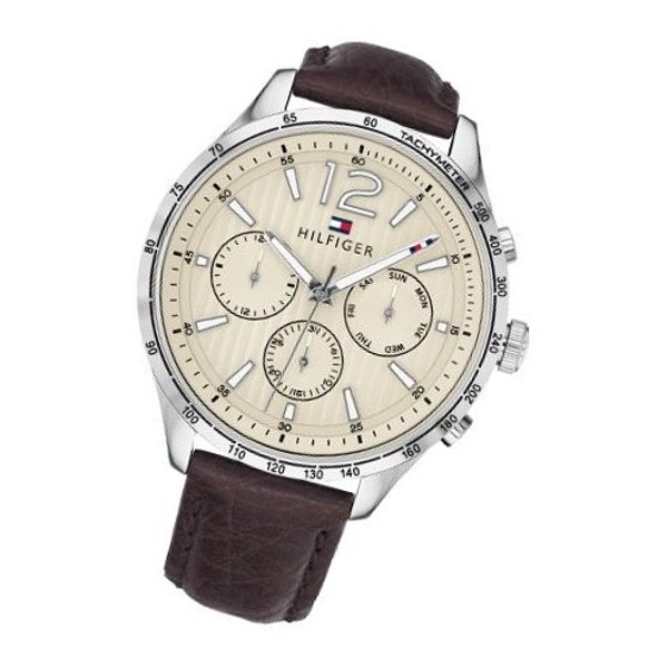 Shop Authentic Tommy Hilfiger Gavin Chronograph White Dial Brown Leather Strap Watch for Men - 1791467 - Luxxuri