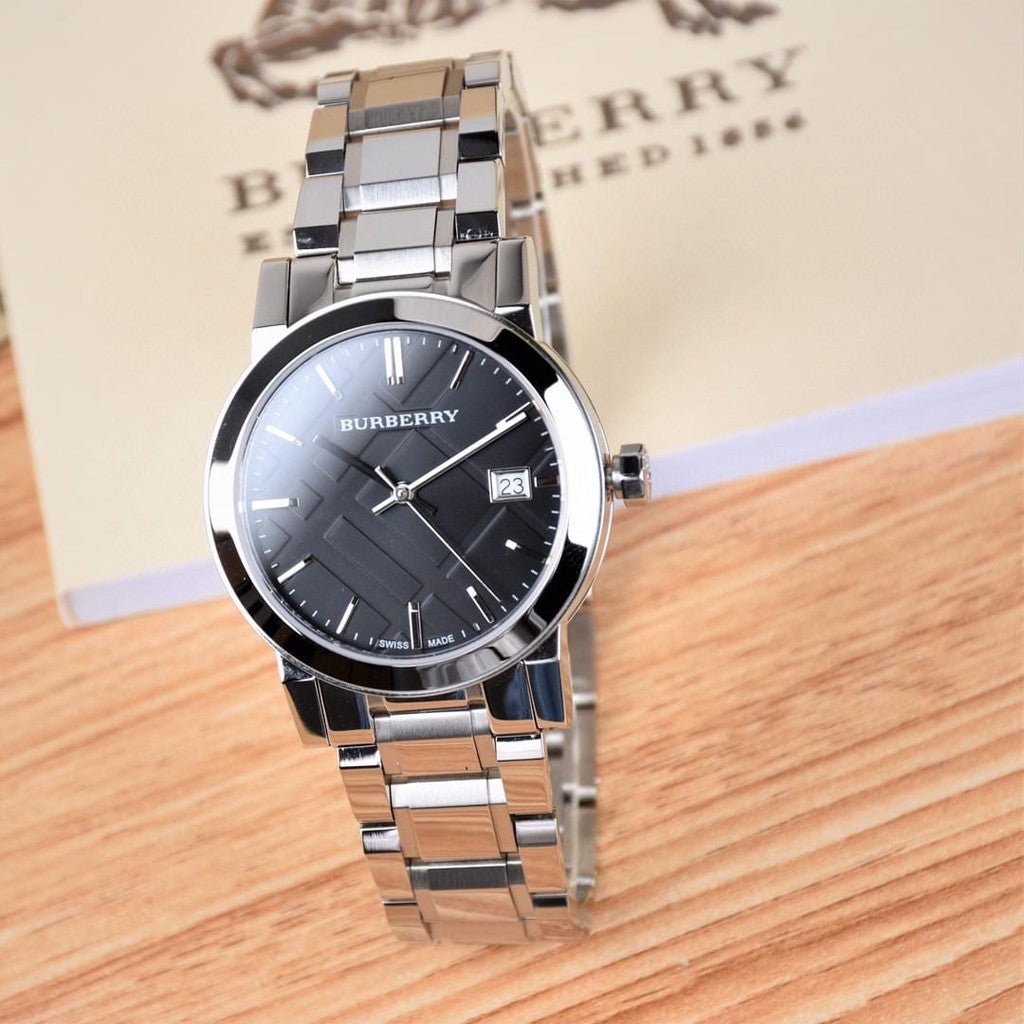  Shop Authentic Burberry The City Black Dial Silver Steel Strap Watch for Women - BU9101 - Luxxuri