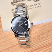  Shop Authentic Burberry The City Black Dial Silver Steel Strap Watch for Women - BU9101 - Luxxuri