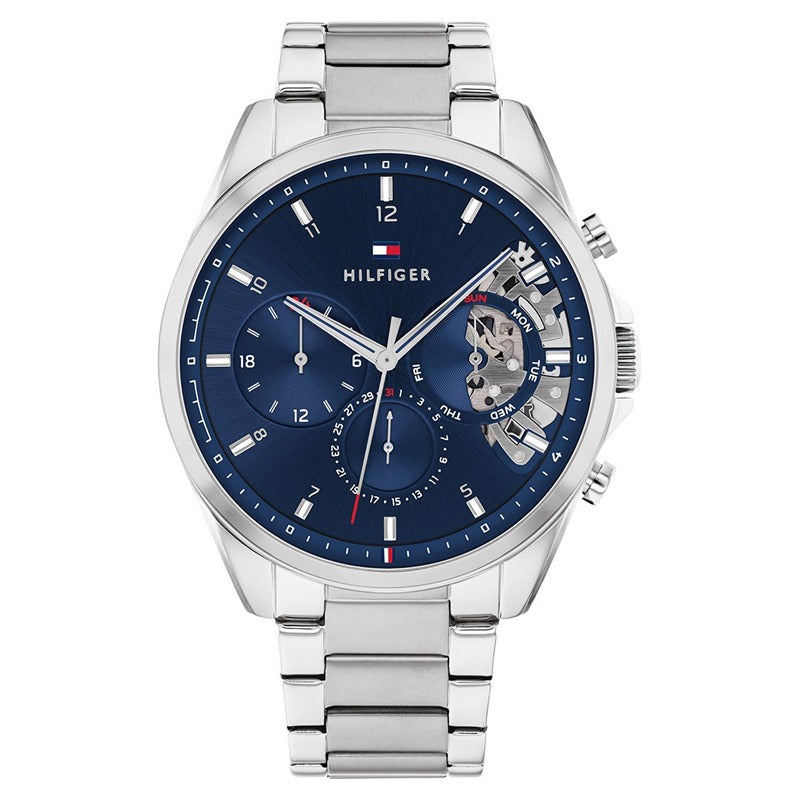  Shop Authentic Tommy Hilfiger Baker Quartz Blue Dial Silver Steel Strap Watch For Men - 1710448 - Luxxuri
