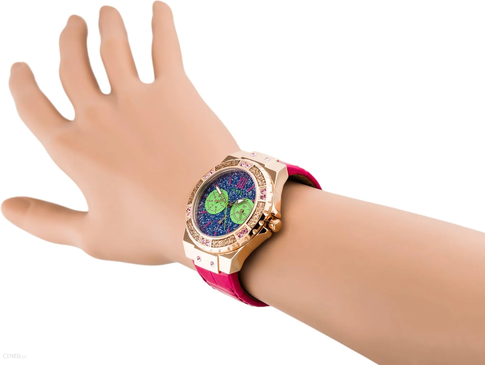  Shop Authentic Guess Limelight Quartz Multicolor Dial Red Leather Strap Watch For Women - W0775L4 - Luxxuri