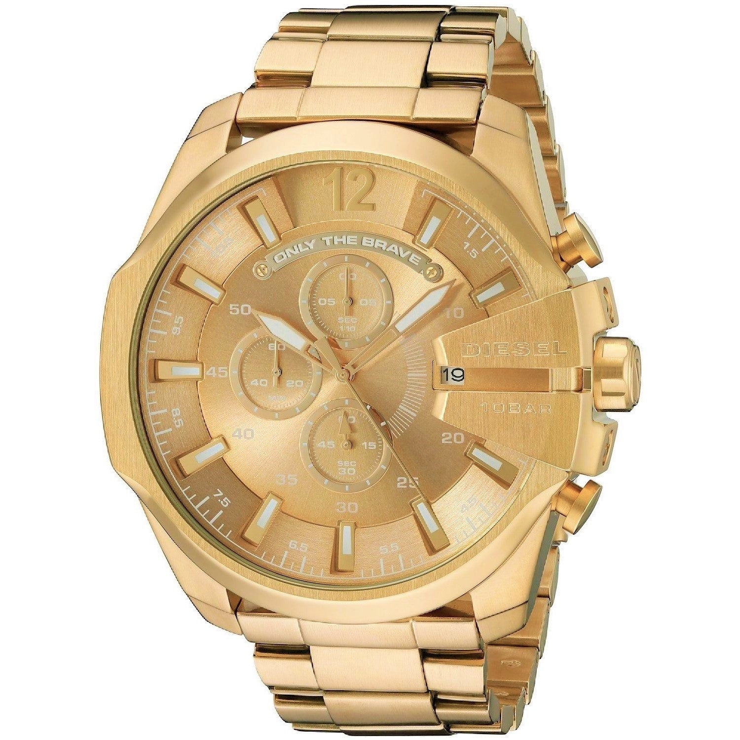  Shop Authentic Diesel Mega Chief Gold Dial Gold Steel Strap Watch For Men - DZ4360 - Luxxuri
