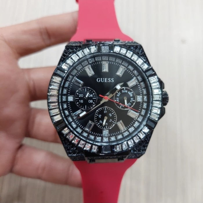  Shop Authentic Guess Mainline Multifunction Crystals Black Dial Red Silicone Strap Watch For Men - GW0208G6 - Luxxuri
