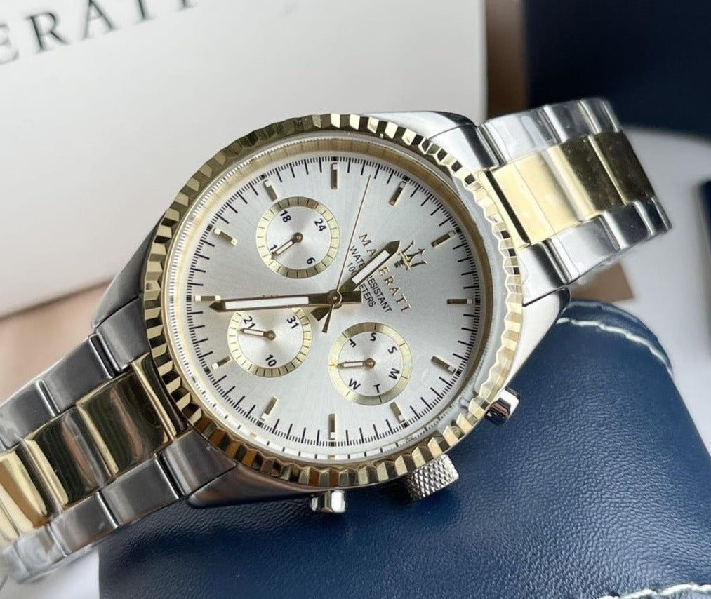  Shop Authentic Maserati Competizione Chronograph Quartz Silver Dial Watch For Men - R8853100021 - Luxxuri