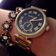  Shop Authentic Michael Kors Skylar Black Dial Gold Steel Strap Watch for Women - MK5989 - Luxxuri