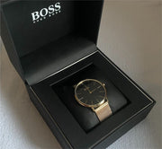  Shop Authentic Hugo Boss Horizon Quartz Black Dial Gold Mesh Bracelet Watch For Men - HB1513735 - Luxxuri