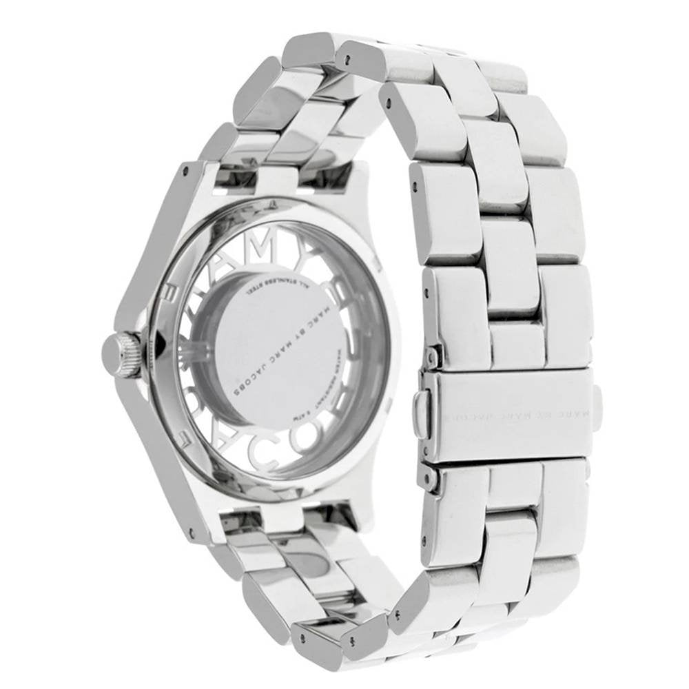  Shop Authentic Marc Jacobs Henry Transparent Silver Dial Silver Steel Strap Watch for Women - MBM3205 - Luxxuri