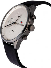  Shop Authentic Tommy Hilfiger Lexor Silver Dial Black Leather Strap Watch For Men - 1791489 - Luxxuri