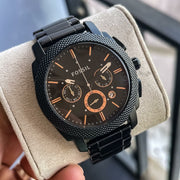  Shop Authentic Fossil Machine Chronograph Black Dial Black Steel Strap Watch for Men - FS4682 - Luxxuri