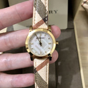  Shop Authentic Burberry The City Diamonds Mother of Pearl Dial Brown Leather Strap Watch for Women - BU9226 - Luxxuri