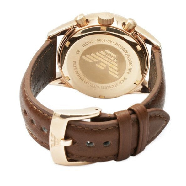  Shop Authentic Emporio Armani Sportivo Chronograph White Dial Brown Leather Strap Watch For Men - AR5996 - Luxxuri