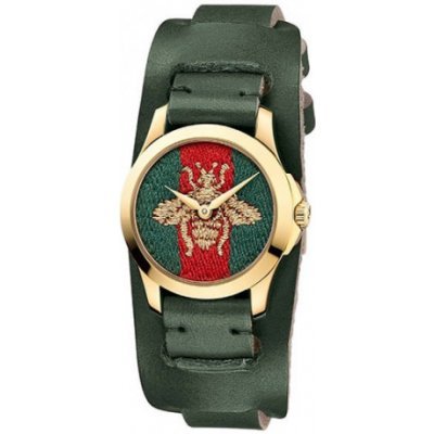  Shop Authentic Gucci G Timeless Red Green Dial Green Leather Strap Watch For Women - YA126545 - Luxxuri
