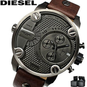  Shop Authentic Diesel Little Daddy SBA Small Sized Grey Dial Brown Leather Strap Watch For Men - DZ7258 - Luxxuri